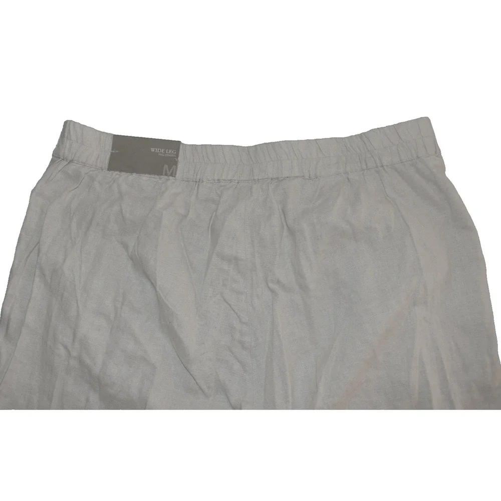 A6 NWT SOFT SURROUNDINGS Lt Gray Linen Blend Button Detail Wide Leg Pants Size M